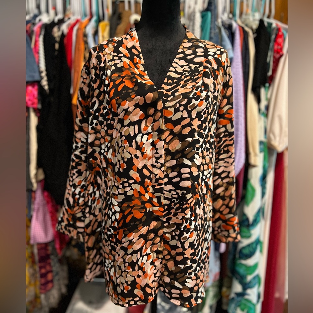 3/4 length sleeve v- neck women’s blouse